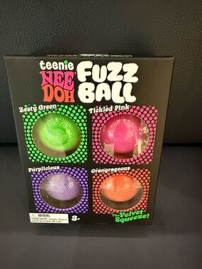 Needoh teenie Fuzz Ball Set Zesty Green, Tickled Pink, Purplicious, Orangrageous